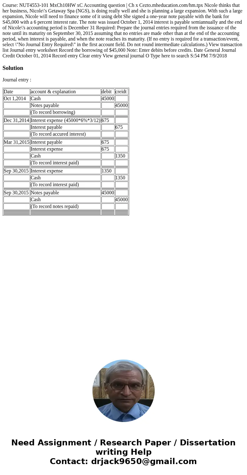  Course: NUT4553-101 MxCh10HW xC Accounting question | Ch x Cezto.mheducation.com/hm.tpx Nicole thinks that her business, Nicole\'s Getaway Spa (NGS), is doing 