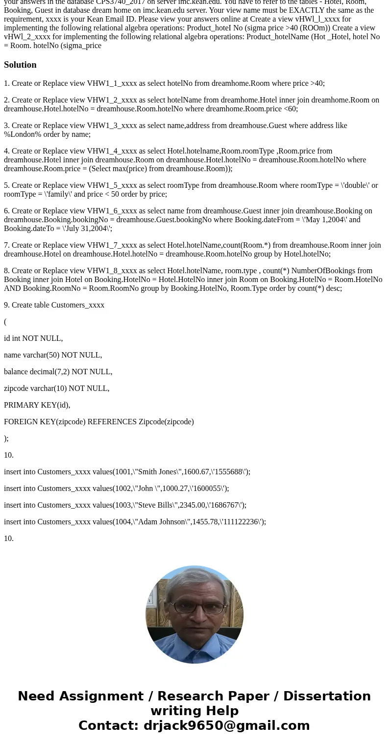 CpS3740/Spring 2017 Homework #1, Name: Dr. Huang Due date: 11:59pm on February 16, 2017 Please implement your answers in the database CPS3740_2017 on server im  CpS3740/Spring 2017 Homework #1, Name: Dr. Huang Due date: 11:59pm on February 16, 2017 Please implement your answers in the database CPS3740_2017 on server im