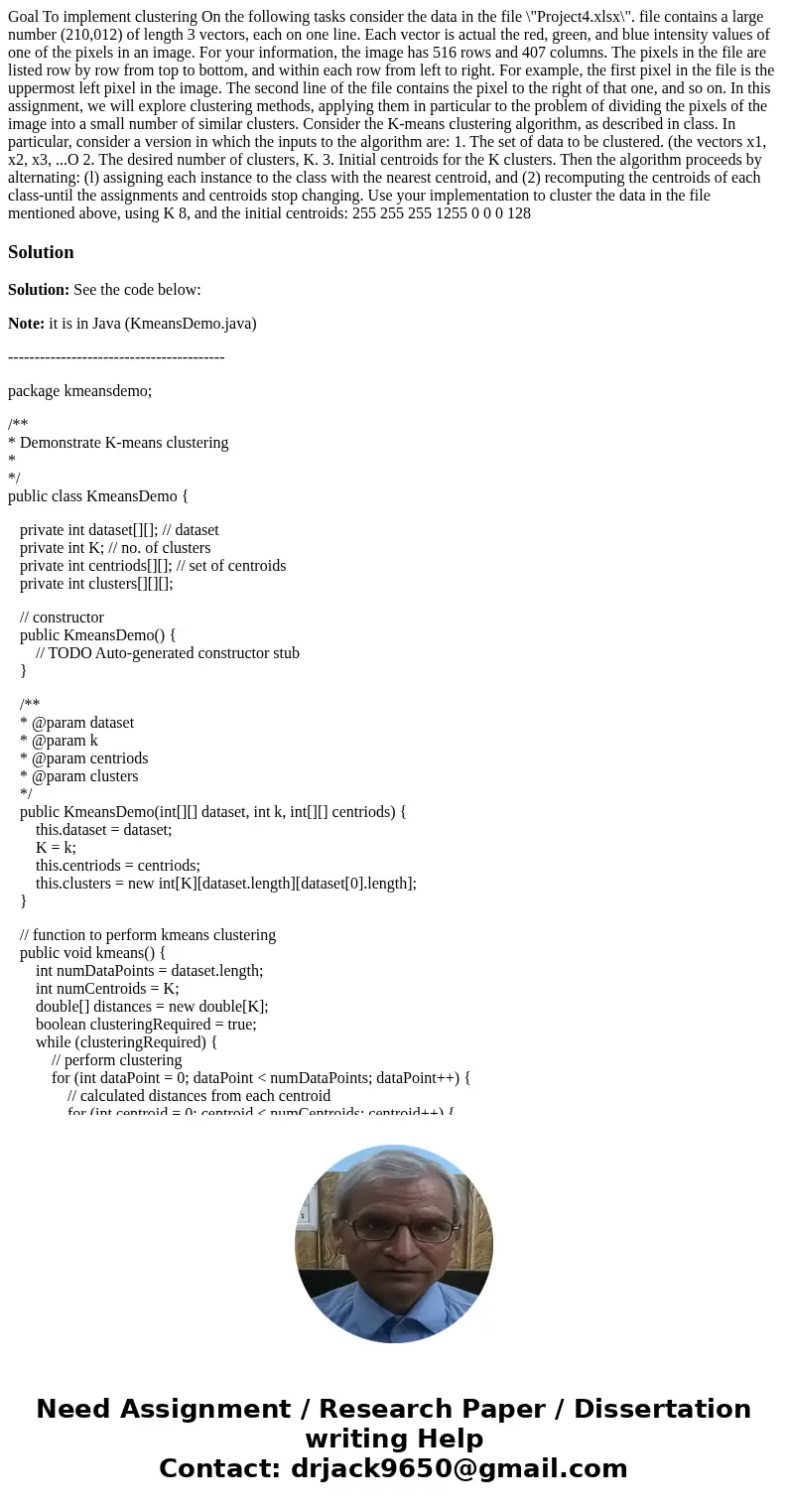 Goal To implement clustering On the following tasks consider the data in the file \  Goal To implement clustering On the following tasks consider the data in the file \