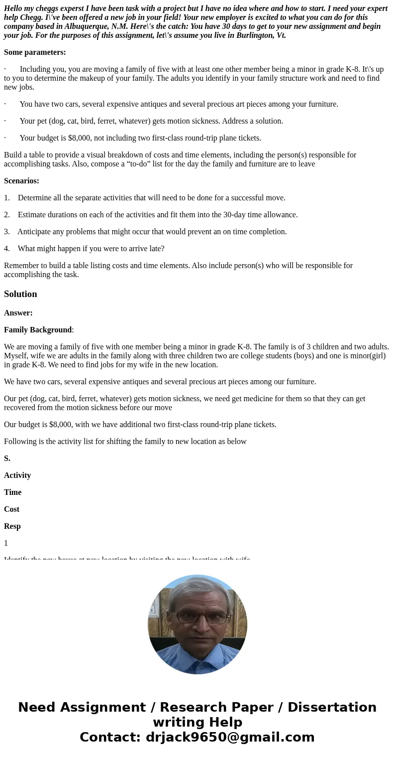 Hello my cheggs experst I have been task with a project but I have no idea where and how to start. I need your expert help Chegg. I\'ve been offered a new job i Hello my cheggs experst I have been task with a project but I have no idea where and how to start. I need your expert help Chegg. I\'ve been offered a new job i