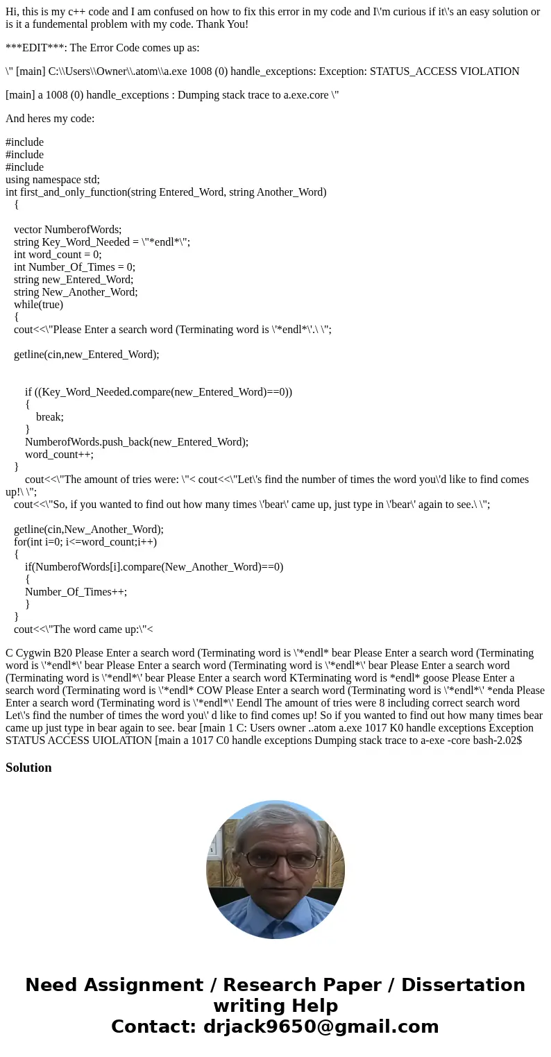 Hi, this is my c++ code and I am confused on how to fix this error in my code and I\'m curious if it\'s an easy solution or is it a fundemental problem with my  Hi, this is my c++ code and I am confused on how to fix this error in my code and I\'m curious if it\'s an easy solution or is it a fundemental problem with my