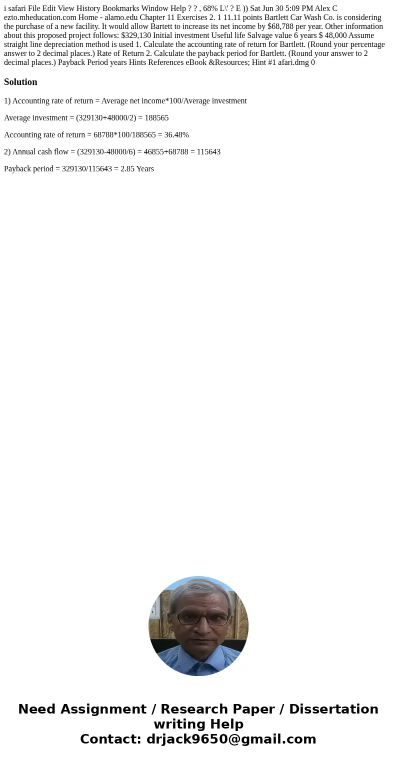  i safari File Edit View History Bookmarks Window Help ? ? , 68% L\' ? E )) Sat Jun 30 5:09 PM Alex C ezto.mheducation.com Home - alamo.edu Chapter 11 Exercises