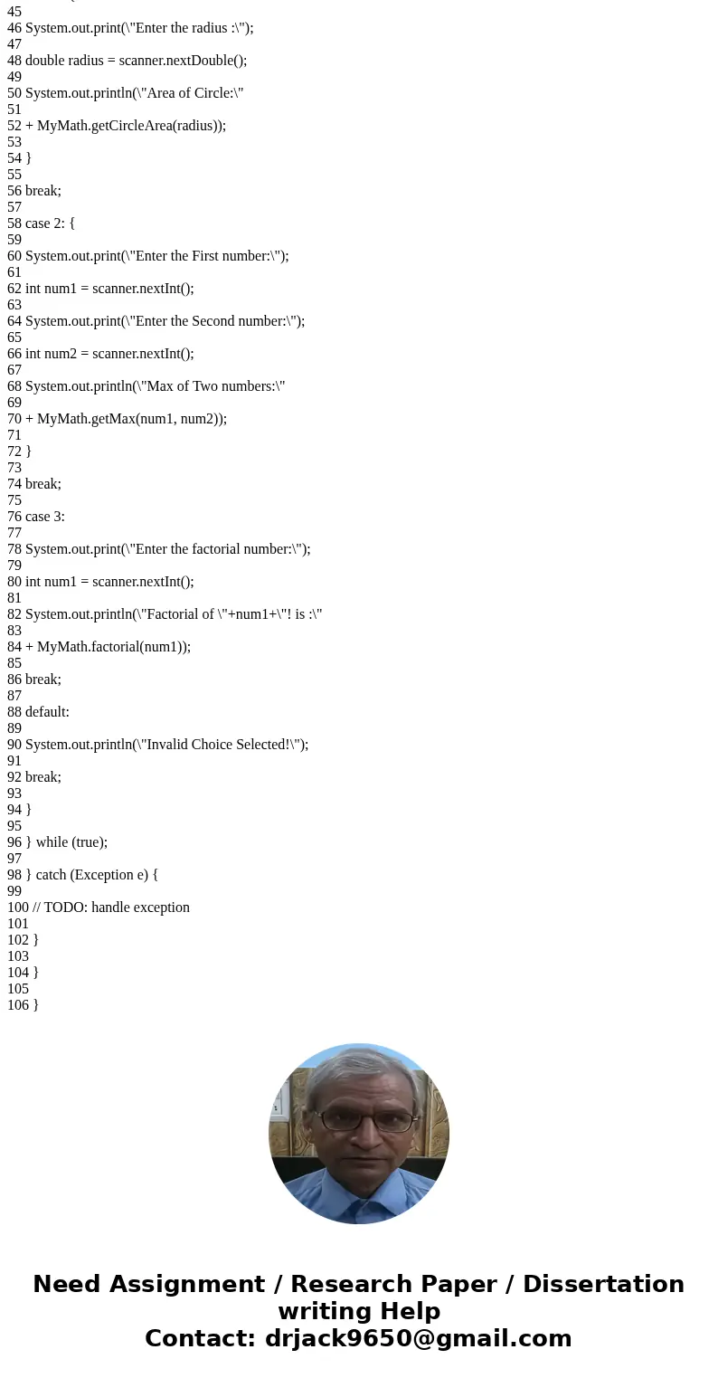 Modify the MyMath class:Add a method to find the average of a list of integers. You will be asking for input in this method so use the Scanner class. You will n Modify the MyMath class:Add a method to find the average of a list of integers. You will be asking for input in this method so use the Scanner class. You will n