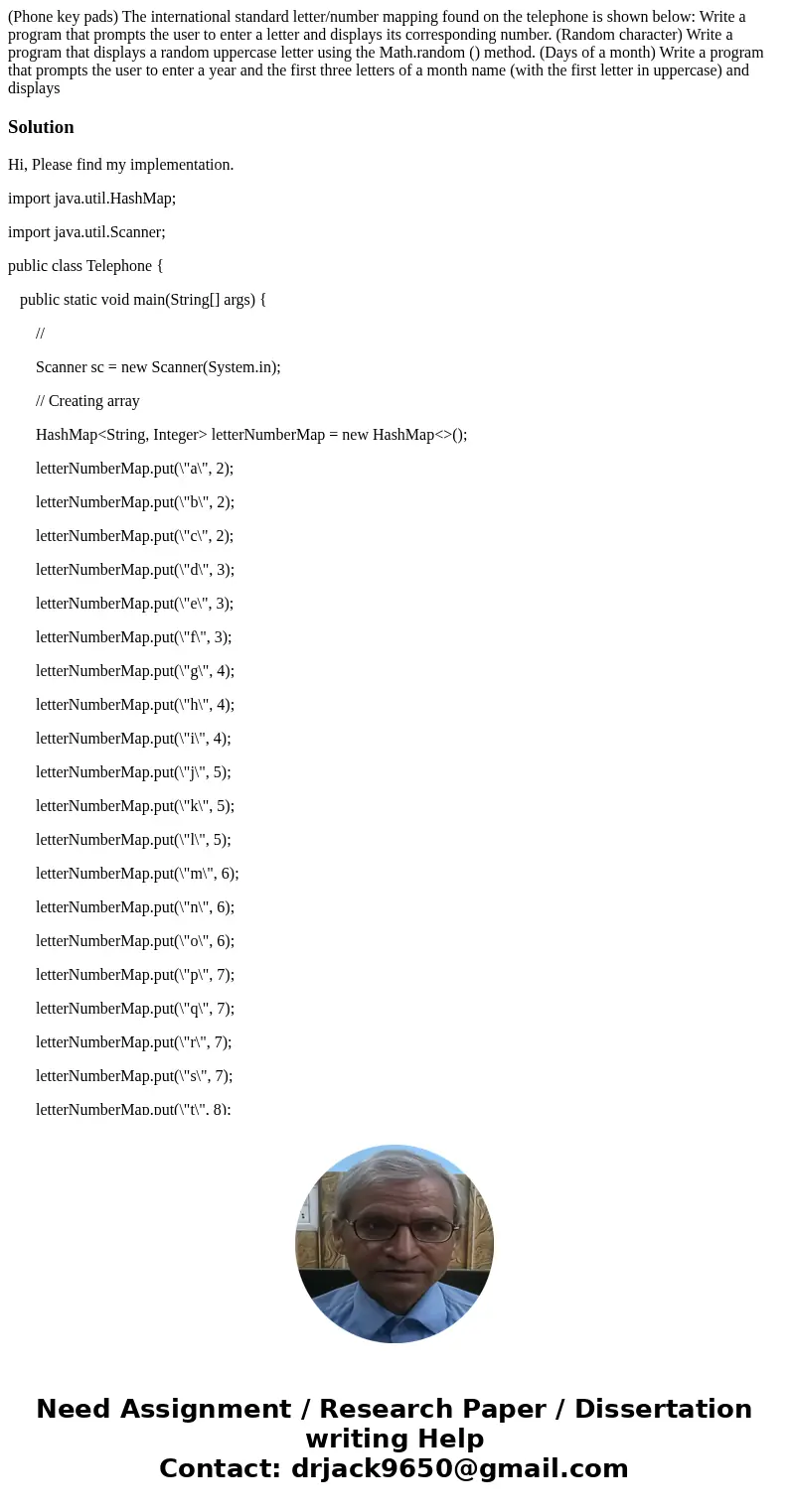 (Phone key pads) The international standard letter/number mapping found on the telephone is shown below: Write a program that prompts the user to enter a lette  (Phone key pads) The international standard letter/number mapping found on the telephone is shown below: Write a program that prompts the user to enter a lette