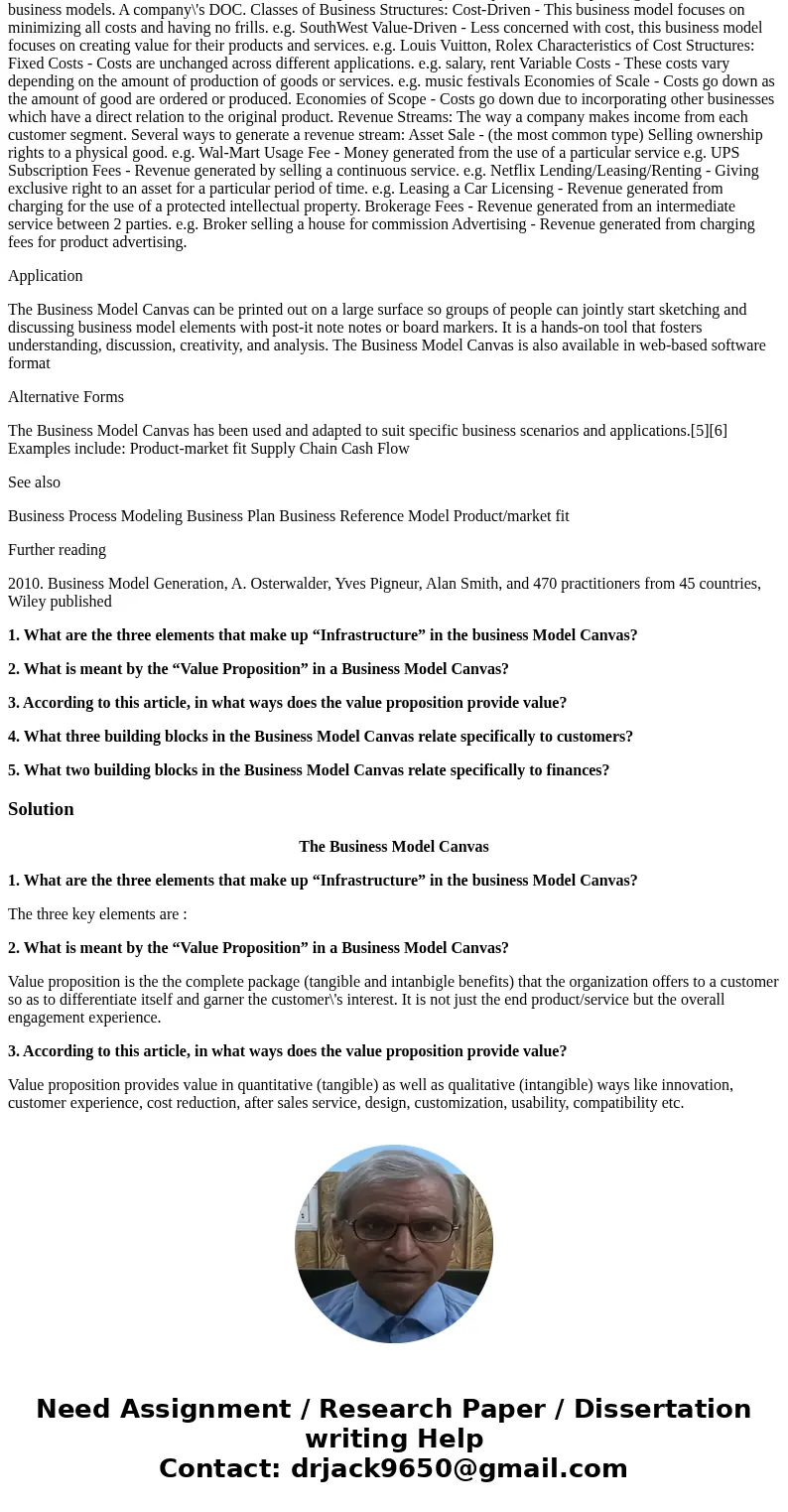 Please read the article and answer for questions. Business Model Canvas From Wikipedia, the free encyclopedia The Business Model Canvas is a strategic managemen Please read the article and answer for questions. Business Model Canvas From Wikipedia, the free encyclopedia The Business Model Canvas is a strategic managemen