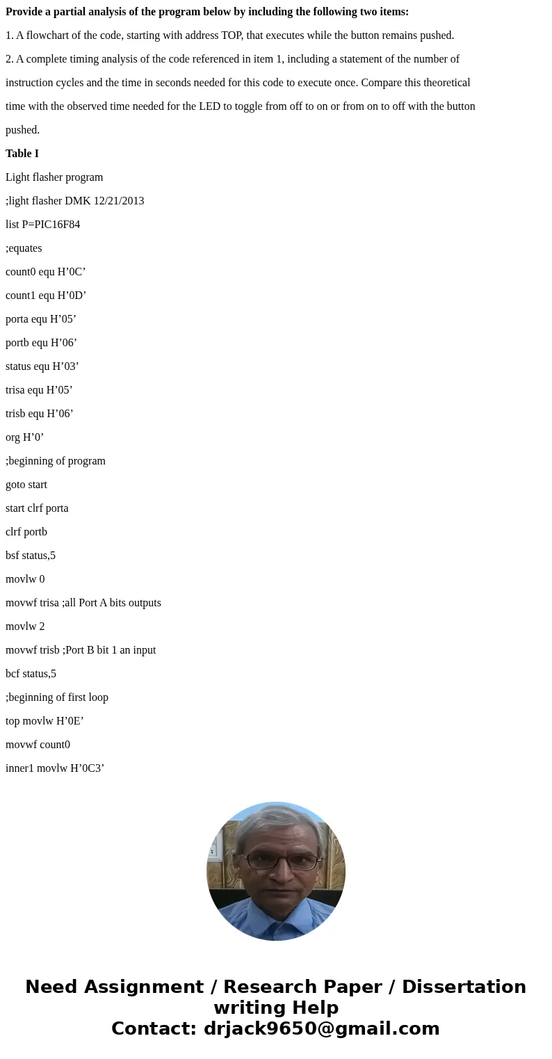 Provide a partial analysis of the program below by including the following two items: 1. A flowchart of the code, starting with address TOP, that executes while