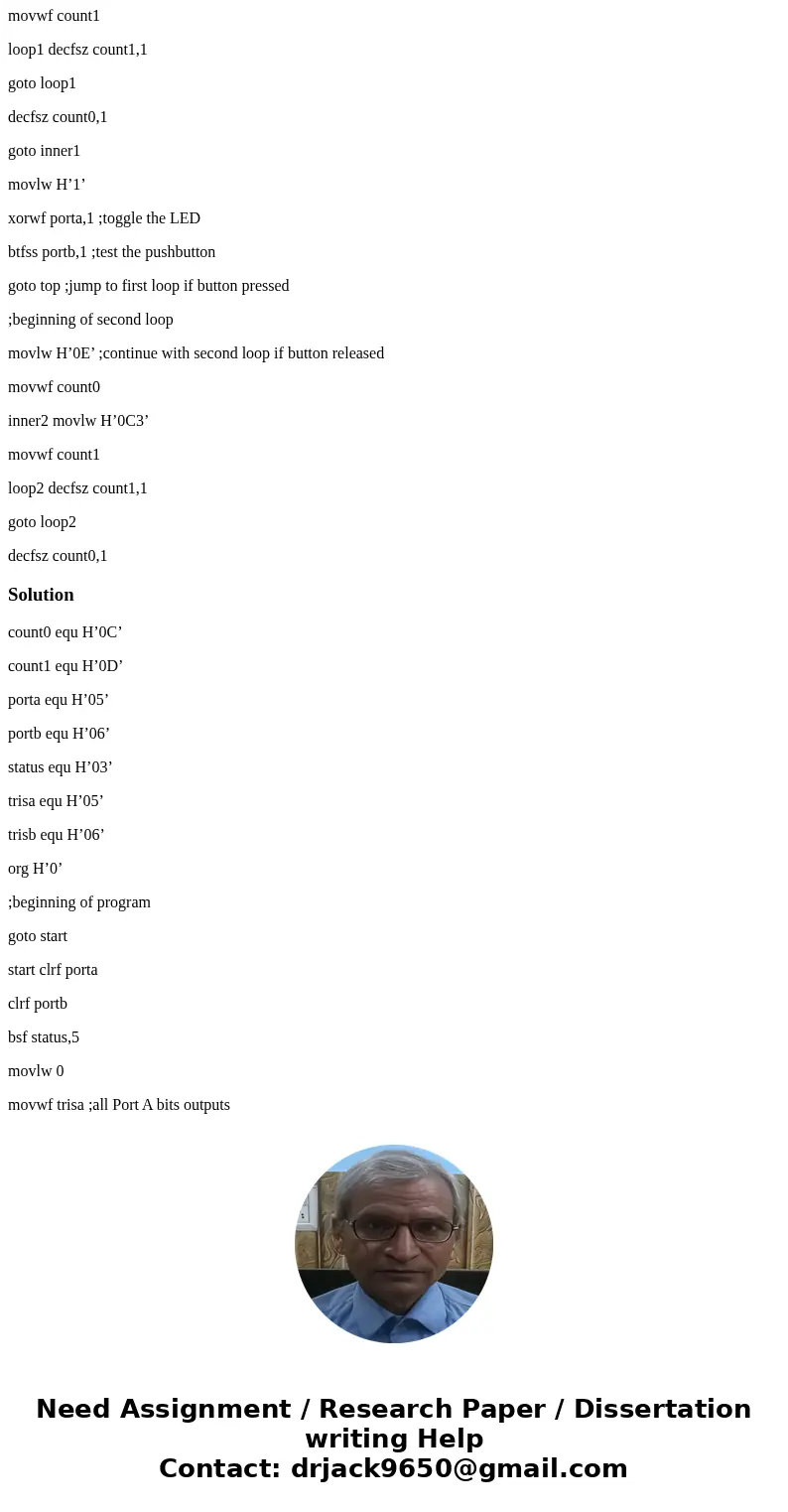 Provide a partial analysis of the program below by including the following two items: 1. A flowchart of the code, starting with address TOP, that executes while