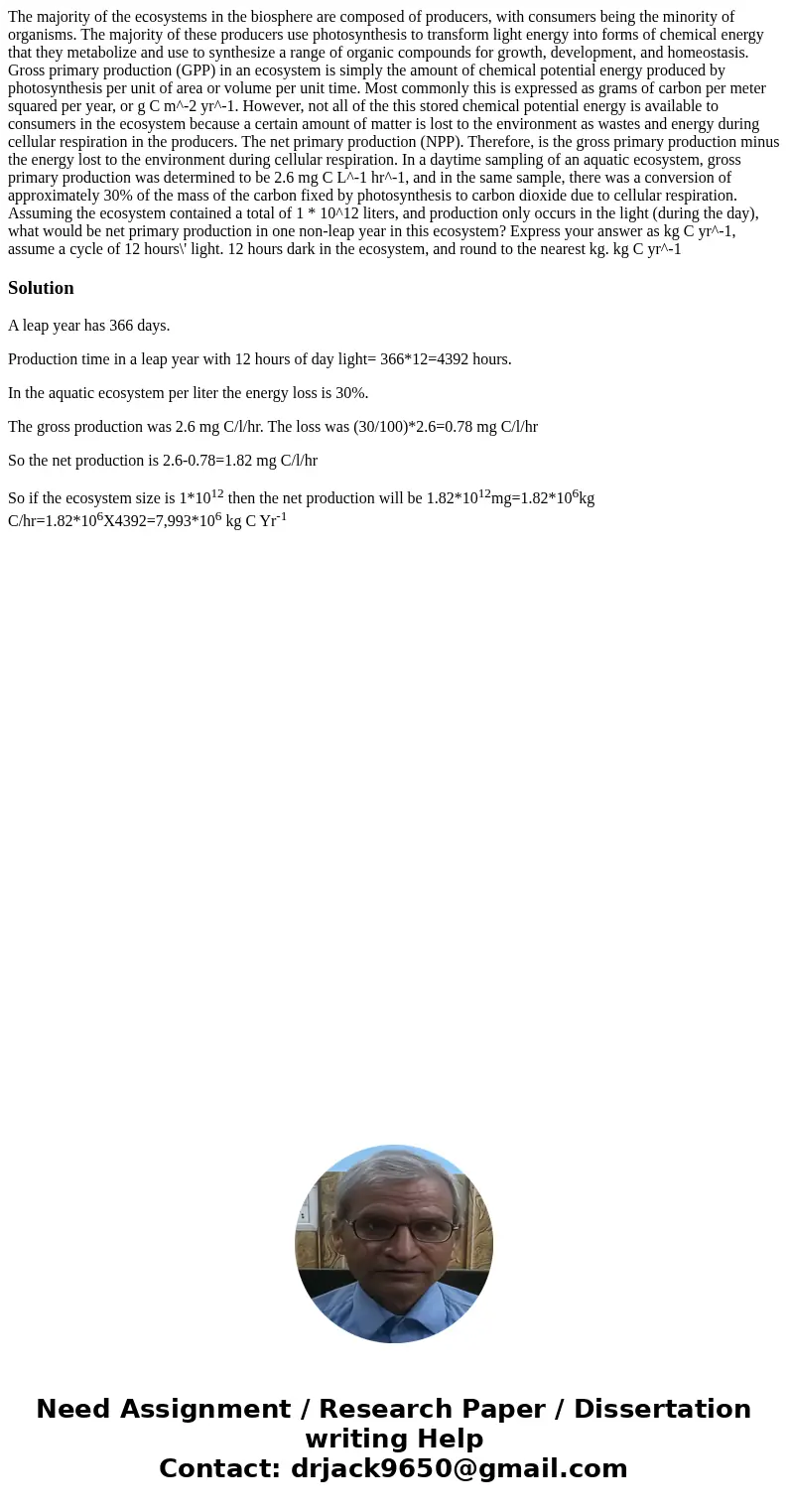 The majority of the ecosystems in the biosphere are composed of producers, with consumers being the minority of organisms. The majority of these producers use   The majority of the ecosystems in the biosphere are composed of producers, with consumers being the minority of organisms. The majority of these producers use