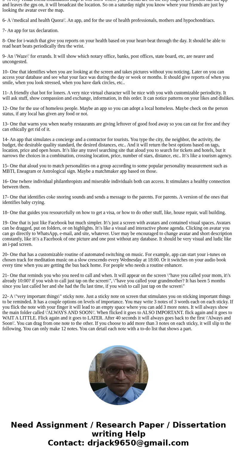 This is an android developing class and this is my final project. Please give me some ideas and details of that idea. There is a final project this semester ins This is an android developing class and this is my final project. Please give me some ideas and details of that idea. There is a final project this semester ins
