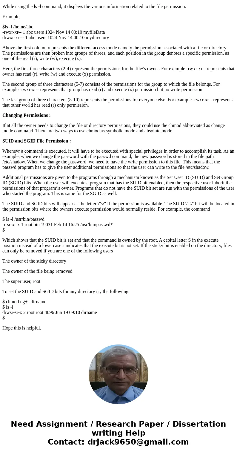 UNIX Permissions Write a 200- to 300-word response in which you provide and explain some of the different file permissions available within UNIX®. Include how c UNIX Permissions Write a 200- to 300-word response in which you provide and explain some of the different file permissions available within UNIX®. Include how c