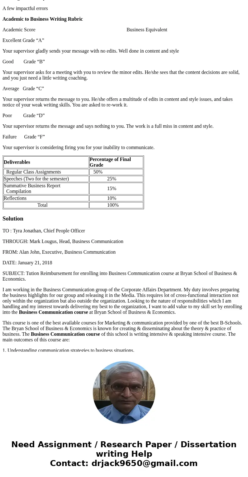 Write a memo to your manager asking for tuition reimbursement to enroll in this or another course. Assume that you work for a large organization that does not h