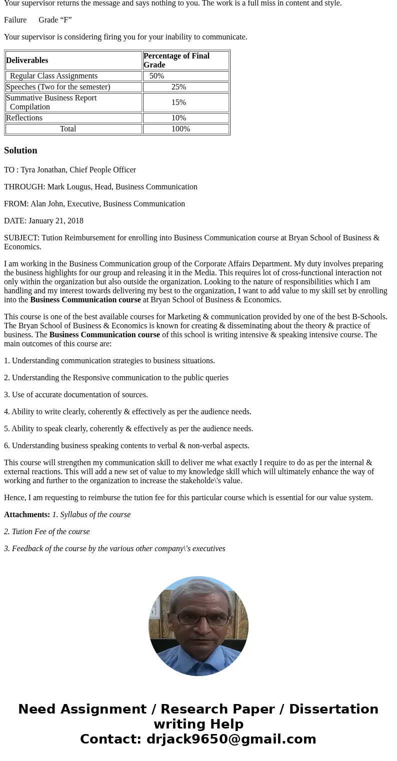 Write a memo to your manager asking for tuition reimbursement to enroll in this or another course. Assume that you work for a large organization that does not h