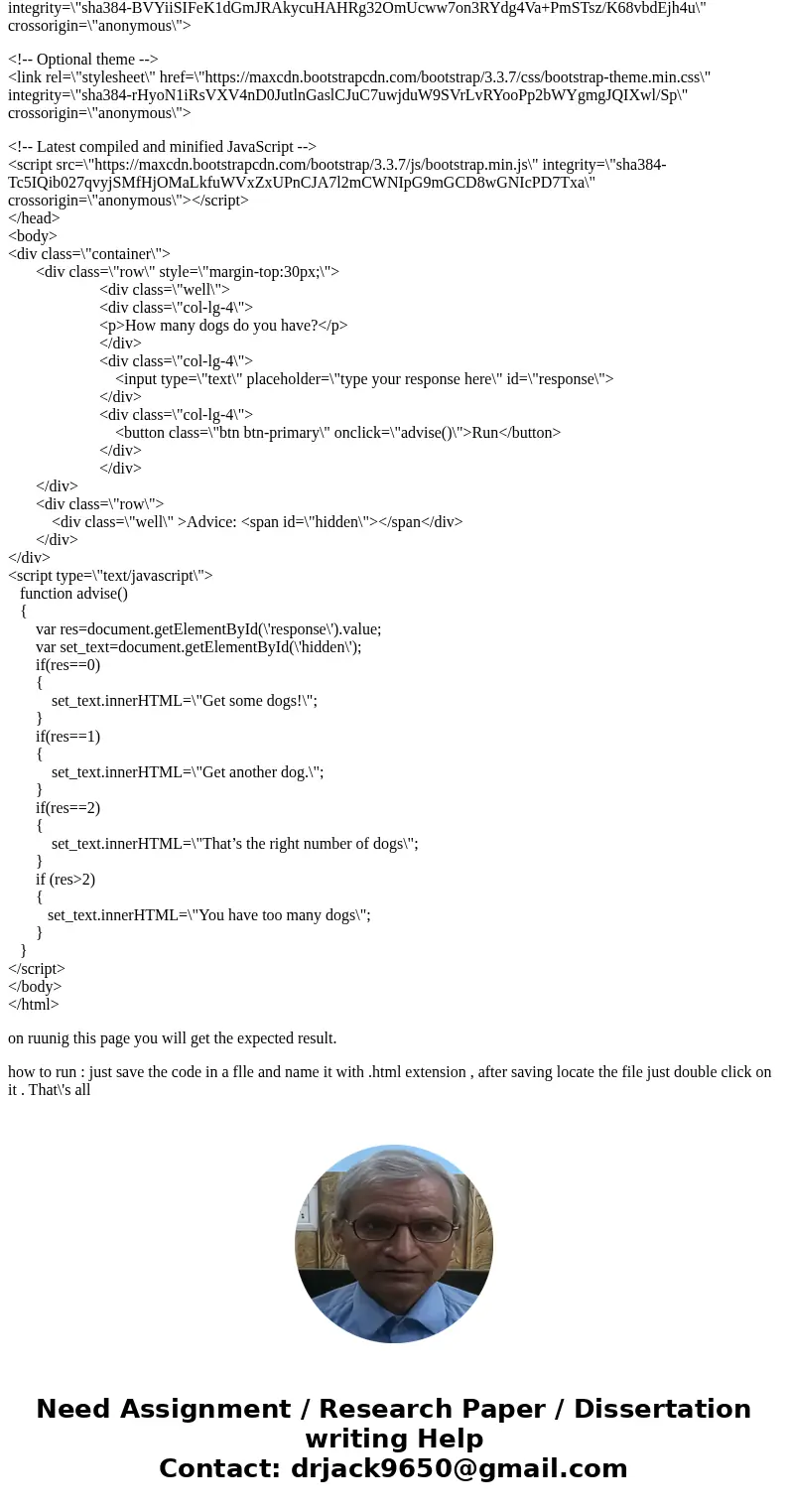 Write a program to give advice on how many dogs people should have. The program starts like this: The user puts a number in cell B1, and clicks the button. Advi Write a program to give advice on how many dogs people should have. The program starts like this: The user puts a number in cell B1, and clicks the button. Advi