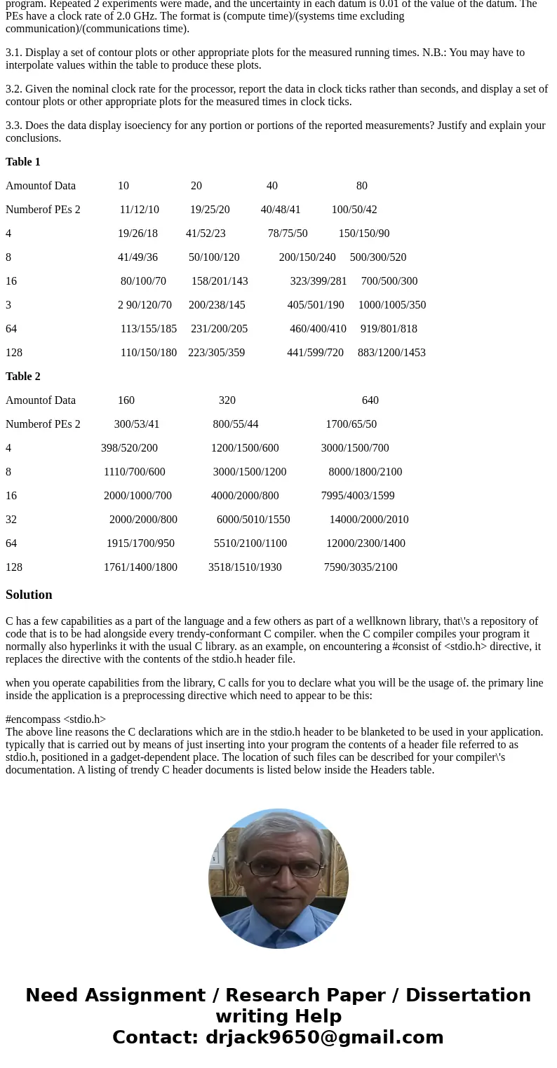 3. Consider the data in Table 1 below, presented as a matrix, for actual run times in seconds of a particular executable program. Repeated 2 experiments were ma 3. Consider the data in Table 1 below, presented as a matrix, for actual run times in seconds of a particular executable program. Repeated 2 experiments were ma