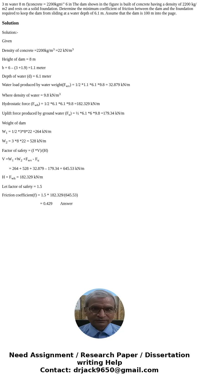 3 m water 8 m f)concrete = 2200kgm\  3 m water 8 m f)concrete = 2200kgm\