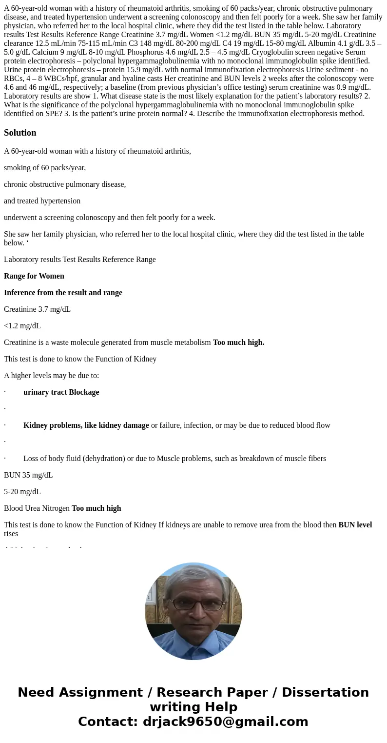 A 60-year-old woman with a history of rheumatoid arthritis, smoking of 60 packs/year, chronic obstructive pulmonary disease, and treated hypertension underwent 