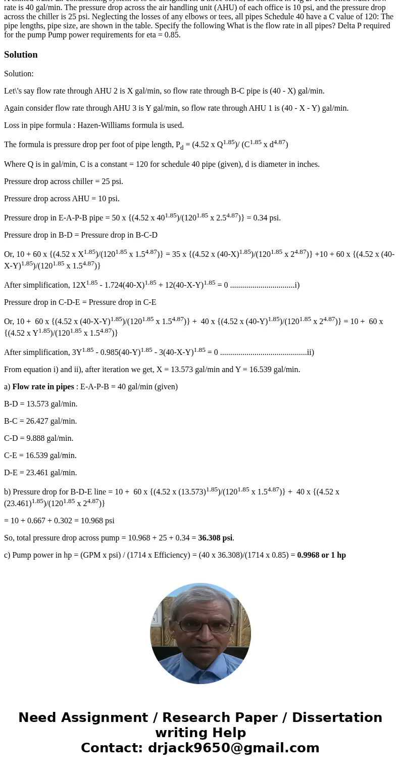 A chilled water air conditioning system is to be designed for a three office, as outlined in Fig 2. The chilled water flow rate is 40 gal/min. The pressure dro  A chilled water air conditioning system is to be designed for a three office, as outlined in Fig 2. The chilled water flow rate is 40 gal/min. The pressure dro