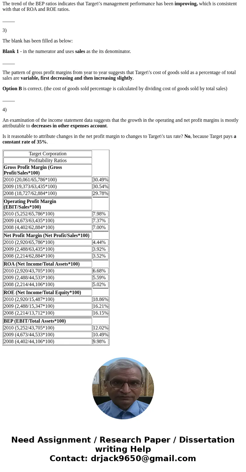  A profitability assessment of Target Corporation Inc. A Financial Ratio Analysis of Target Corporation A Profitability Assessment Assume that you are a prospec