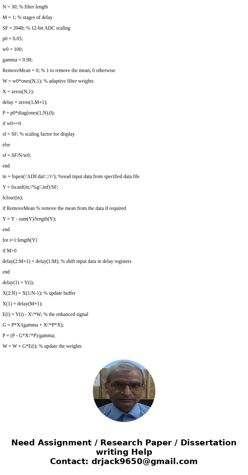 Adaptive Algorithms i need a matlab code for itSolution1) %Program to illustrate adaptive filtering using the LMS algorithms: % X delayed input data vector % Y 
