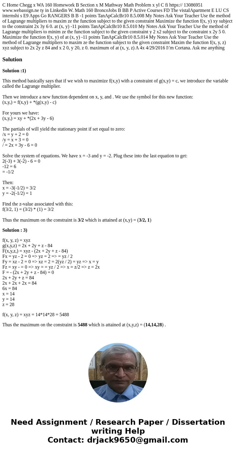 C Home Chegg x WA 160 Homework B Section x M Mathway Math Problem x yl C fi https:// 13086951 www.webassign.ne ty in Linkedin W. Math 160 BroncoJobs B BB P Act  C Home Chegg x WA 160 Homework B Section x M Mathway Math Problem x yl C fi https:// 13086951 www.webassign.ne ty in Linkedin W. Math 160 BroncoJobs B BB P Act