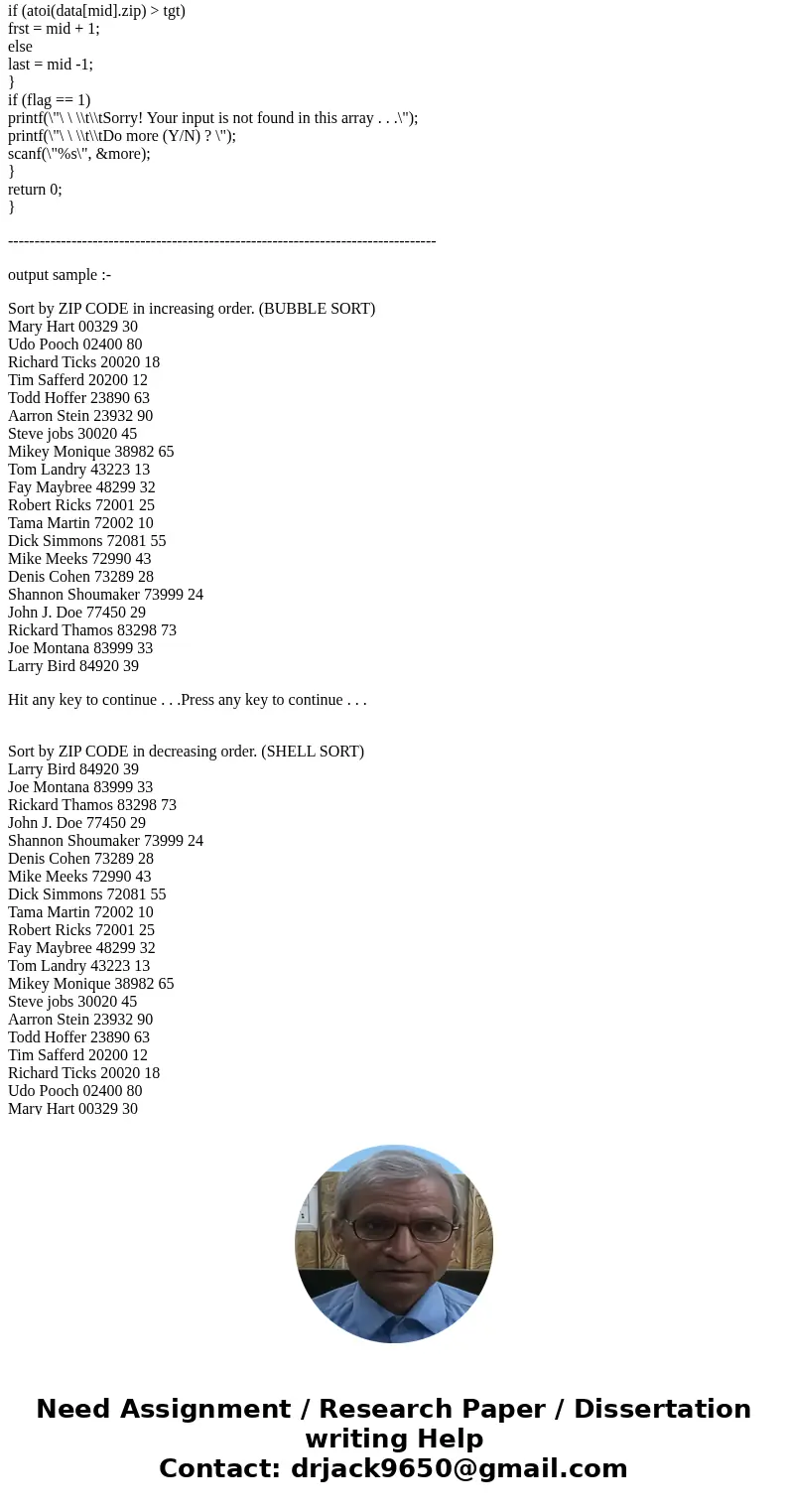 Change this code to sort AND serach them by zip code. ZIP code MUST remain \