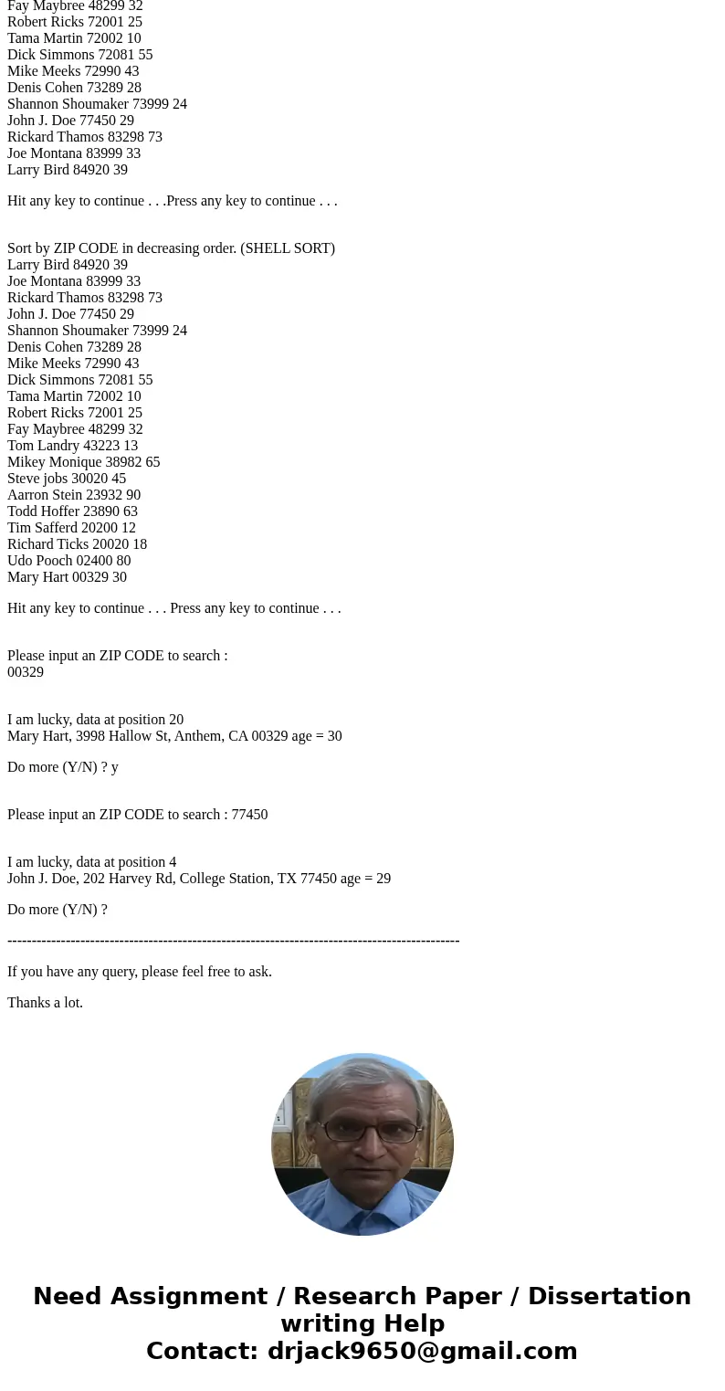 Change this code to sort AND serach them by zip code. ZIP code MUST remain \