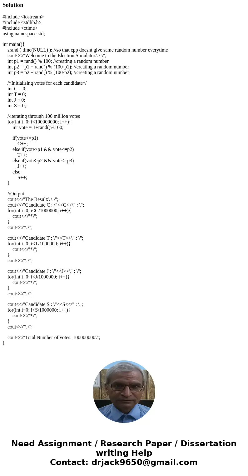 Create a voting simulator. Requirements: There are four candidates. You may assign probability for each candidate. The example shown below assigned 45% probabi  Create a voting simulator. Requirements: There are four candidates. You may assign probability for each candidate. The example shown below assigned 45% probabi