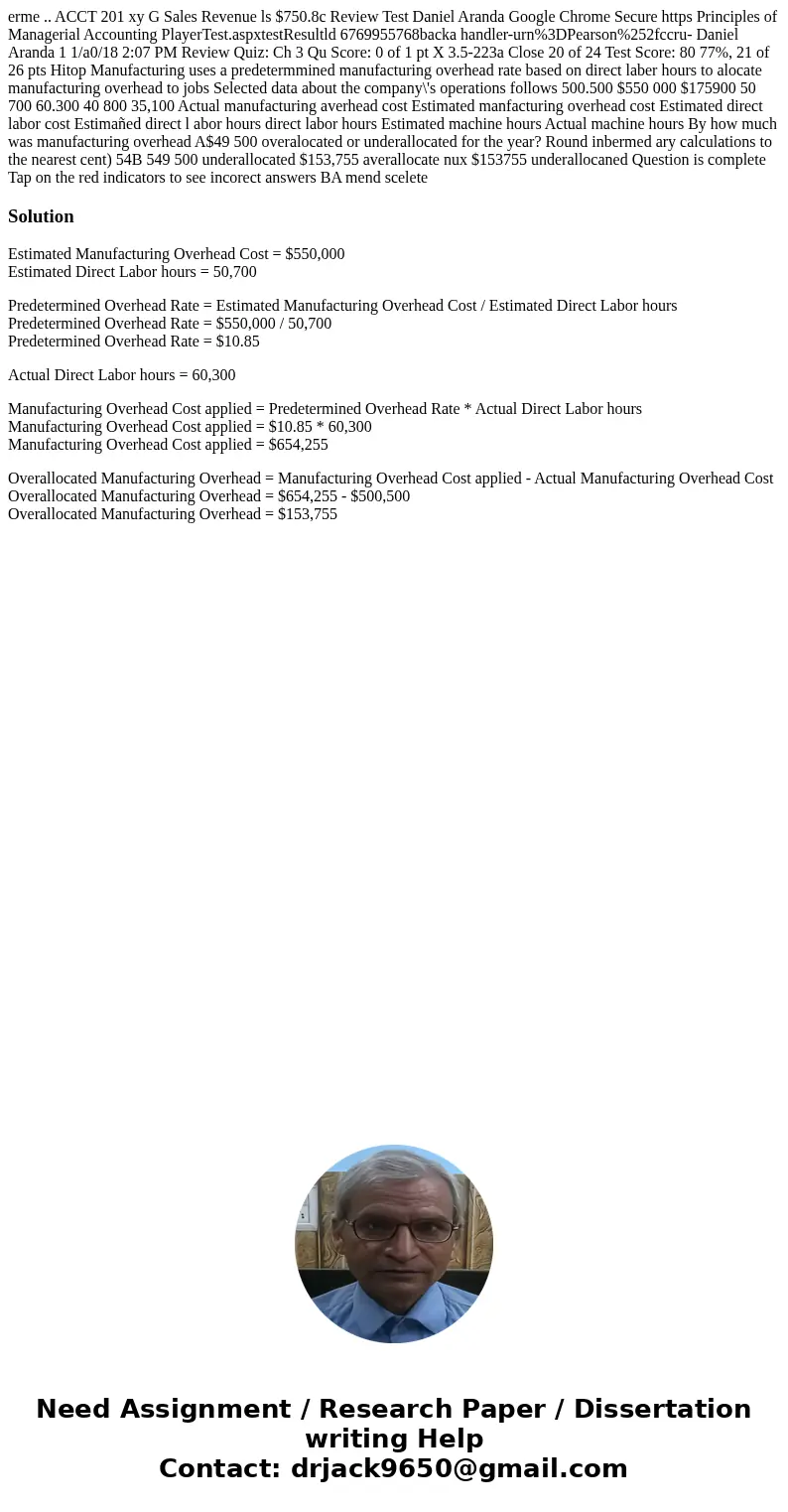 erme .. ACCT 201 xy G Sales Revenue ls $750.8c Review Test Daniel Aranda Google Chrome Secure https Principles of Managerial Accounting PlayerTest.aspxtestResu  erme .. ACCT 201 xy G Sales Revenue ls $750.8c Review Test Daniel Aranda Google Chrome Secure https Principles of Managerial Accounting PlayerTest.aspxtestResu