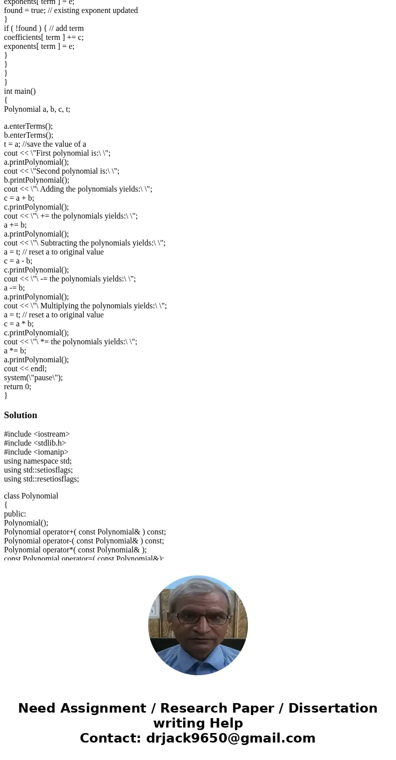 I wrote the following: add to it if needed and fiix the errors output should be something similar to the below picture The internal representation of a Polynomi
