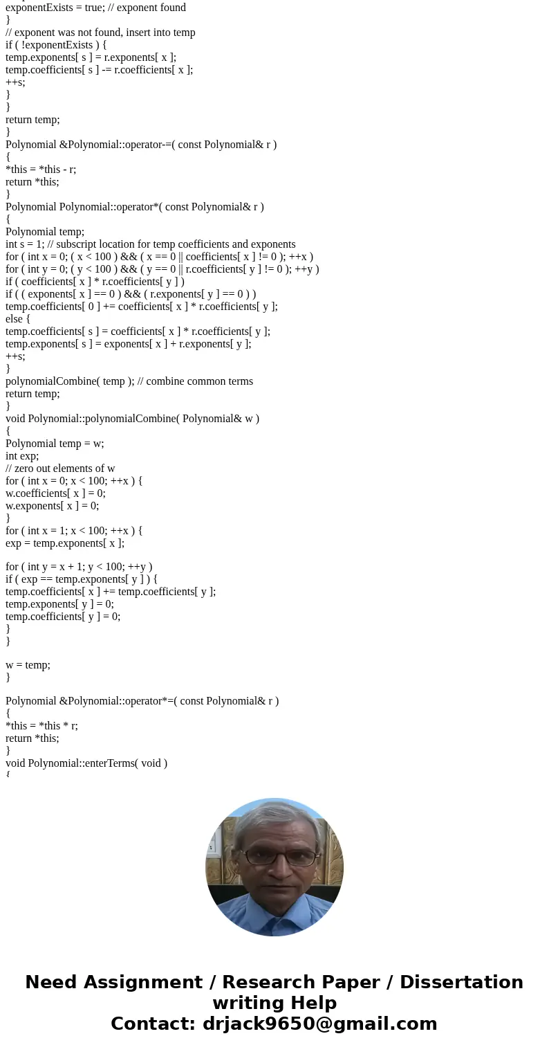I wrote the following: add to it if needed and fiix the errors output should be something similar to the below picture The internal representation of a Polynomi