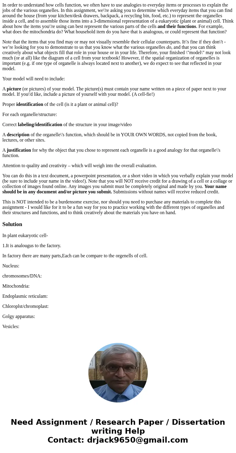 In order to understand how cells function, we often have to use analogies to everyday items or processes to explain the jobs of the various organelles. In this  In order to understand how cells function, we often have to use analogies to everyday items or processes to explain the jobs of the various organelles. In this