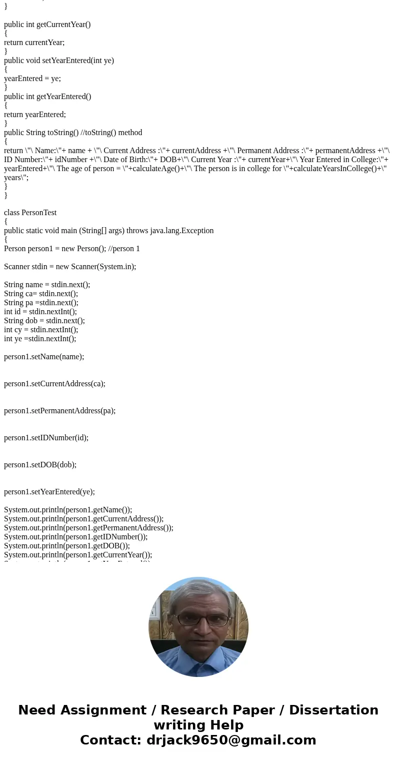 In your Person class: Add a constant field to store the current year (review the Week 4 Lesson if you aren\'t sure how to create a constant) : Assign a value to In your Person class: Add a constant field to store the current year (review the Week 4 Lesson if you aren\'t sure how to create a constant) : Assign a value to