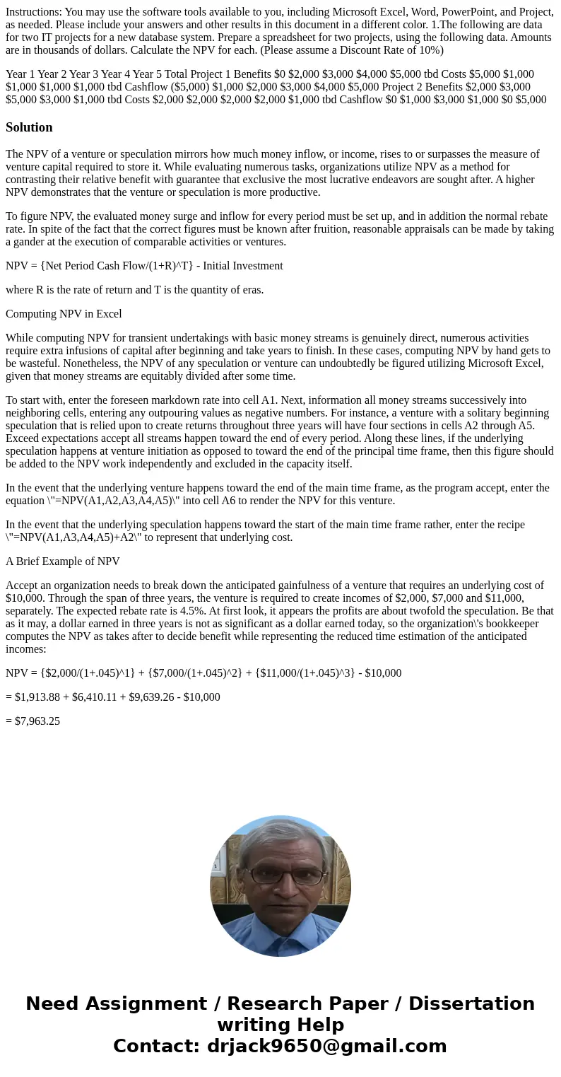 Instructions: You may use the software tools available to you, including Microsoft Excel, Word, PowerPoint, and Project, as needed. Please include your answers 