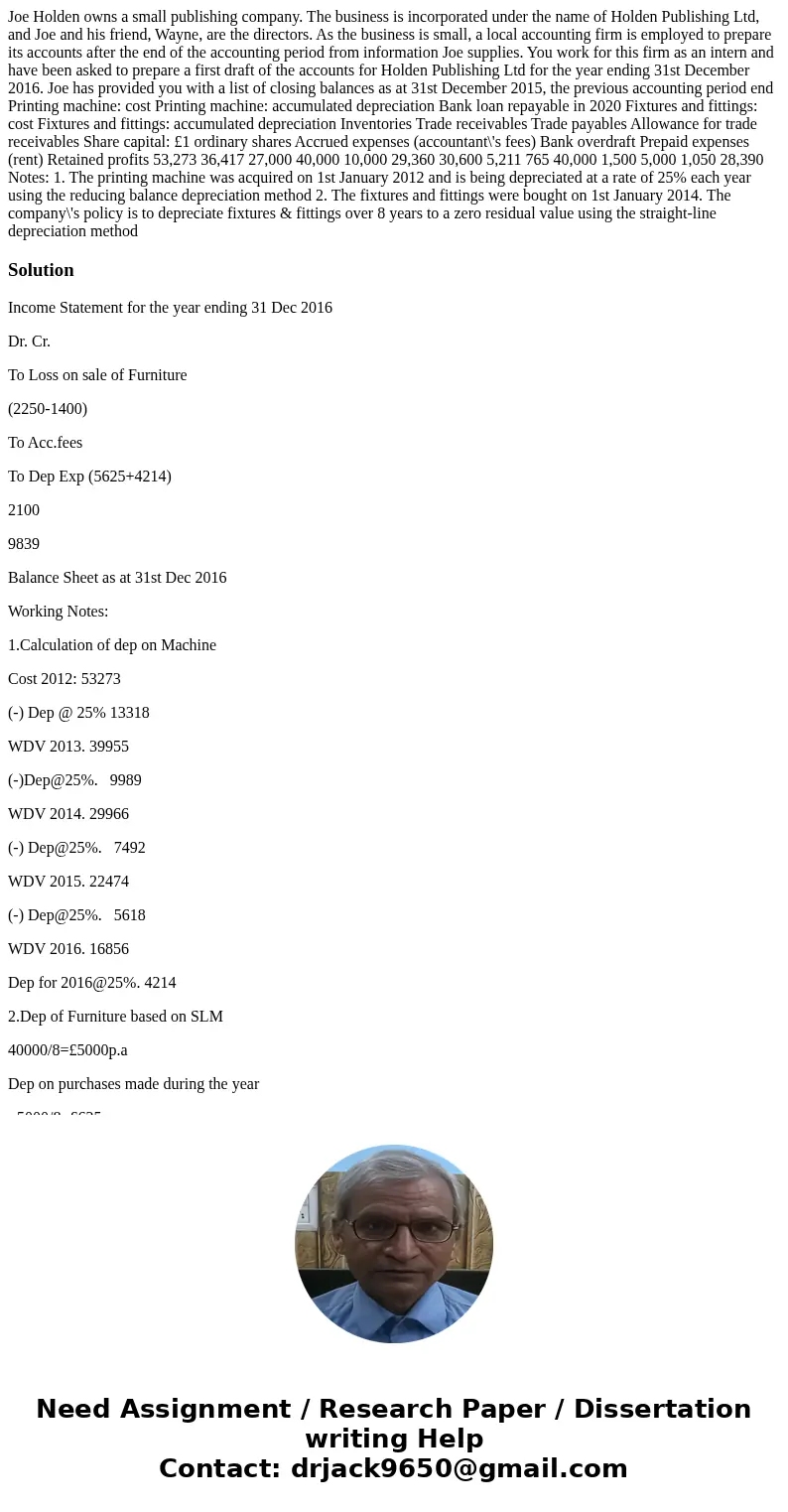 Joe Holden owns a small publishing company. The business is incorporated under the name of Holden Publishing Ltd, and Joe and his friend, Wayne, are the direct  Joe Holden owns a small publishing company. The business is incorporated under the name of Holden Publishing Ltd, and Joe and his friend, Wayne, are the direct