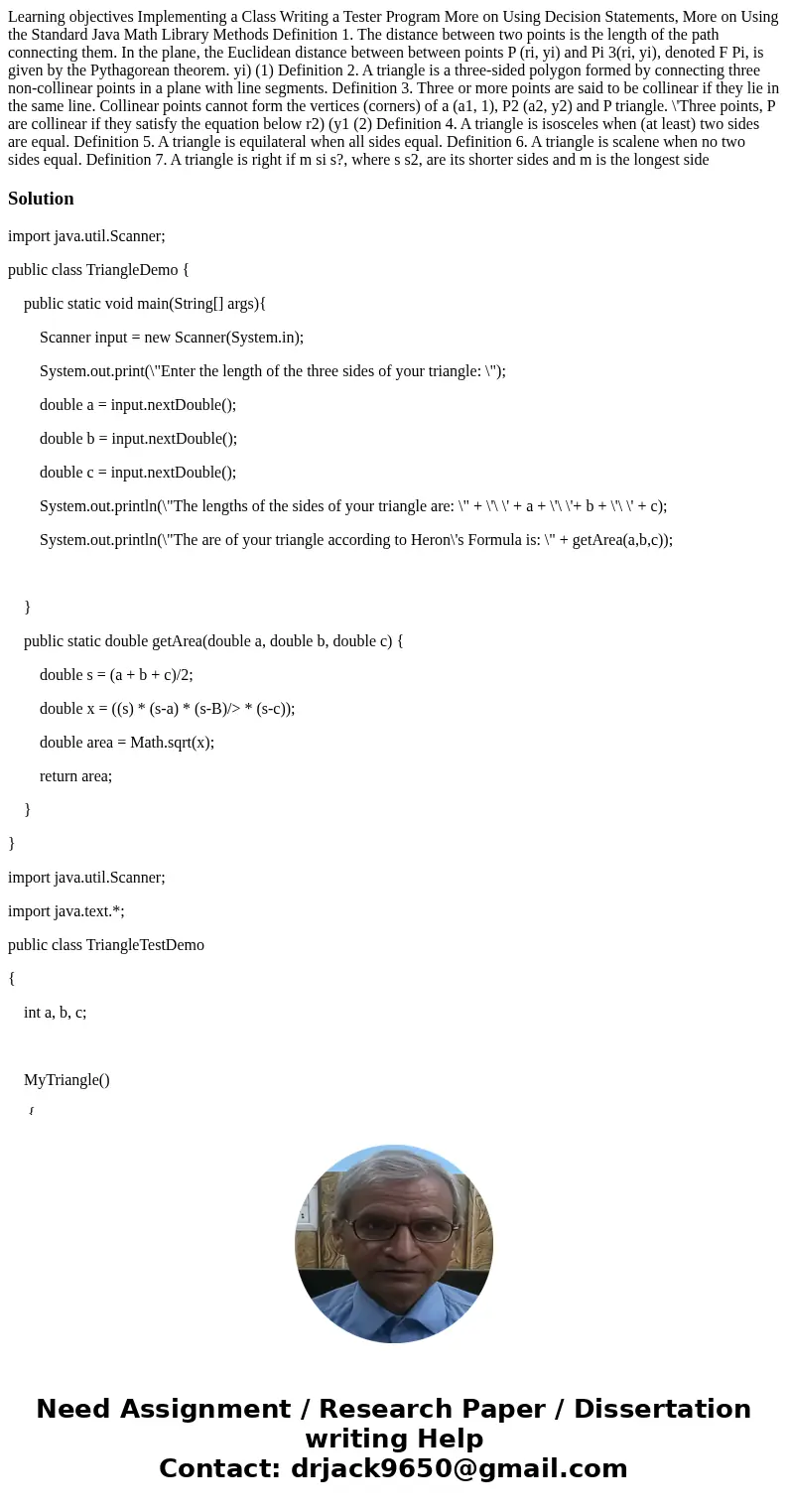  Learning objectives Implementing a Class Writing a Tester Program More on Using Decision Statements, More on Using the Standard Java Math Library Methods Defin