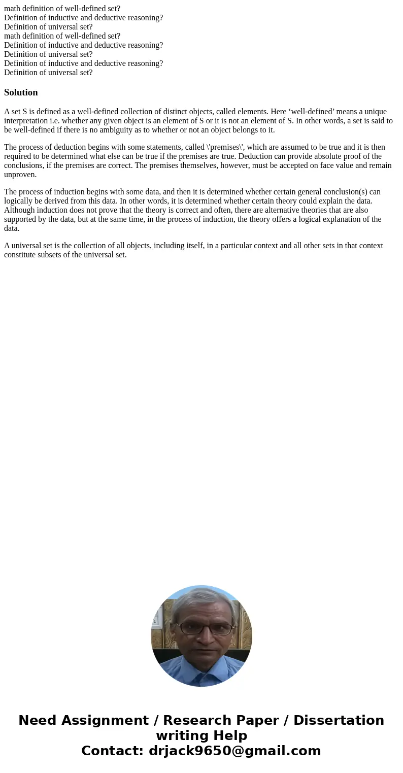 math definition of well-defined set? Definition of inductive and deductive reasoning? Definition of universal set? math definition of well-defined set? Definit  math definition of well-defined set? Definition of inductive and deductive reasoning? Definition of universal set? math definition of well-defined set? Definit