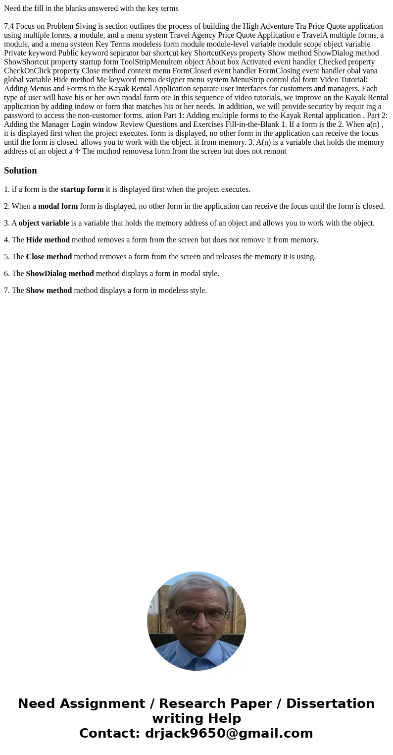 Need the fill in the blanks answered with the key terms 7.4 Focus on Problem Slving is section outlines the process of building the High Adventure Tra Price Quo