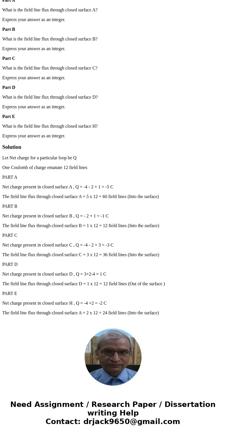 Part A What is the field line flux through closed surface A? Express your answer as an integer. Part B What is the field line flux through closed surface B? Exp Part A What is the field line flux through closed surface A? Express your answer as an integer. Part B What is the field line flux through closed surface B? Exp