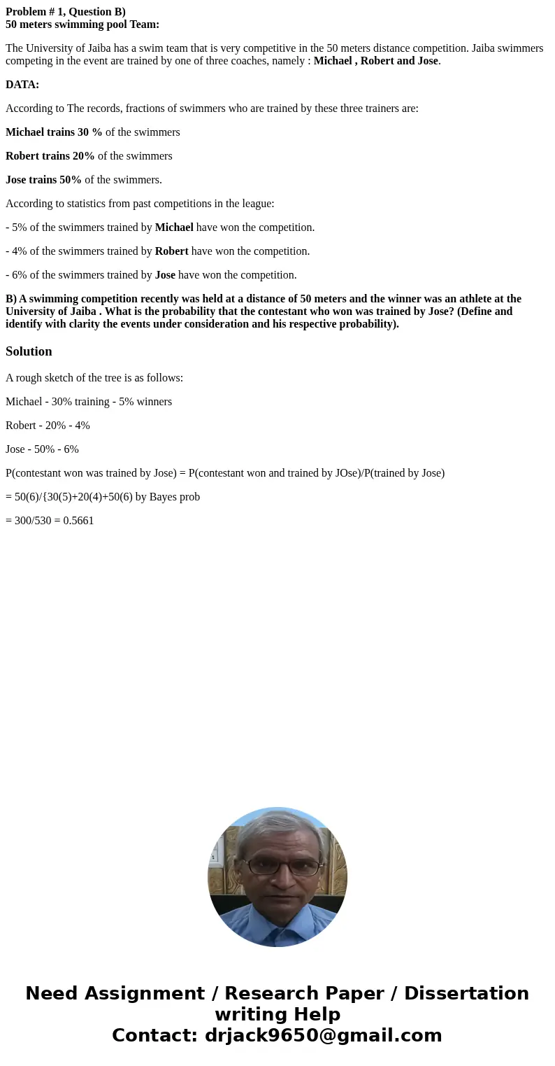 Problem # 1, Question B) 50 meters swimming pool Team: The University of Jaiba has a swim team that is very competitive in the 50 meters distance competition. J Problem # 1, Question B) 50 meters swimming pool Team: The University of Jaiba has a swim team that is very competitive in the 50 meters distance competition. J
