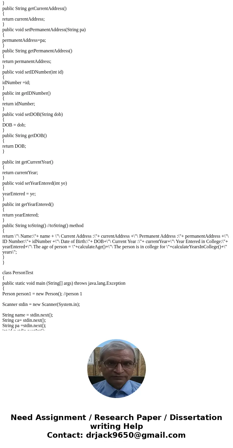 Problem: In your Person class: Add a constant field to store the current year (review the Week 4 Lesson if you aren\'t sure how to create a constant) : Assign a