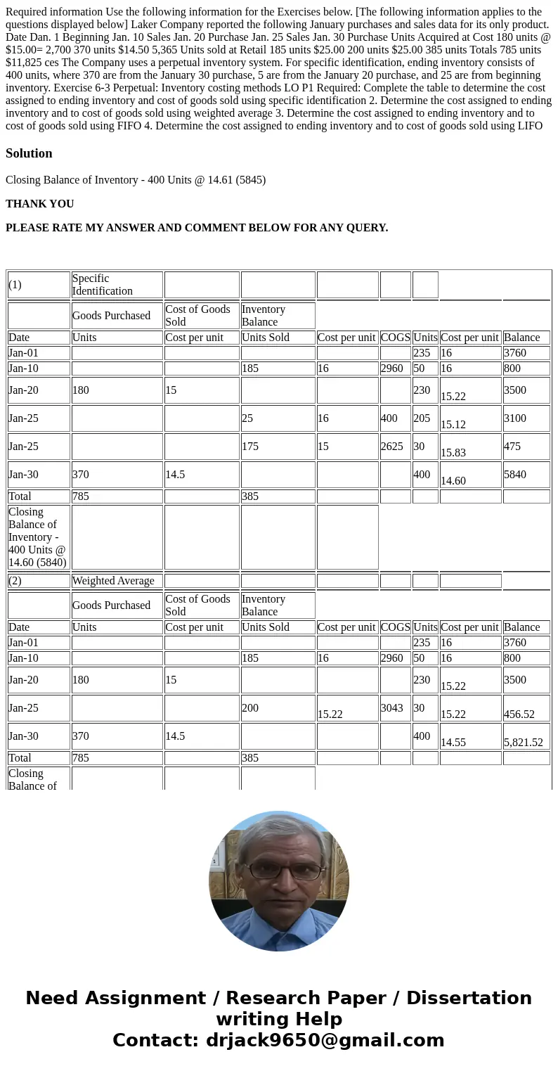  Required information Use the following information for the Exercises below. [The following information applies to the questions displayed below] Laker Company 