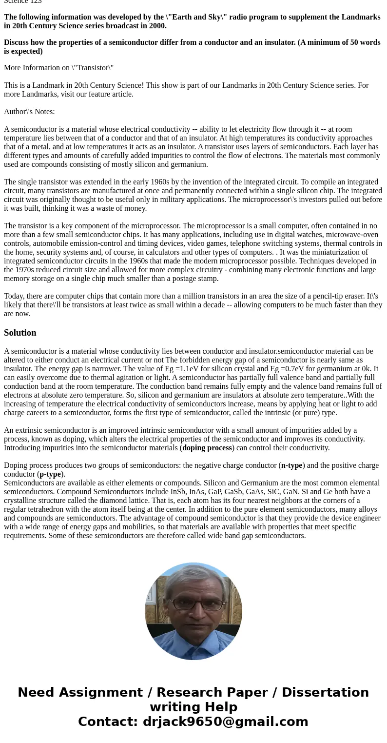 Science 123 The following information was developed by the \ Science 123 The following information was developed by the \