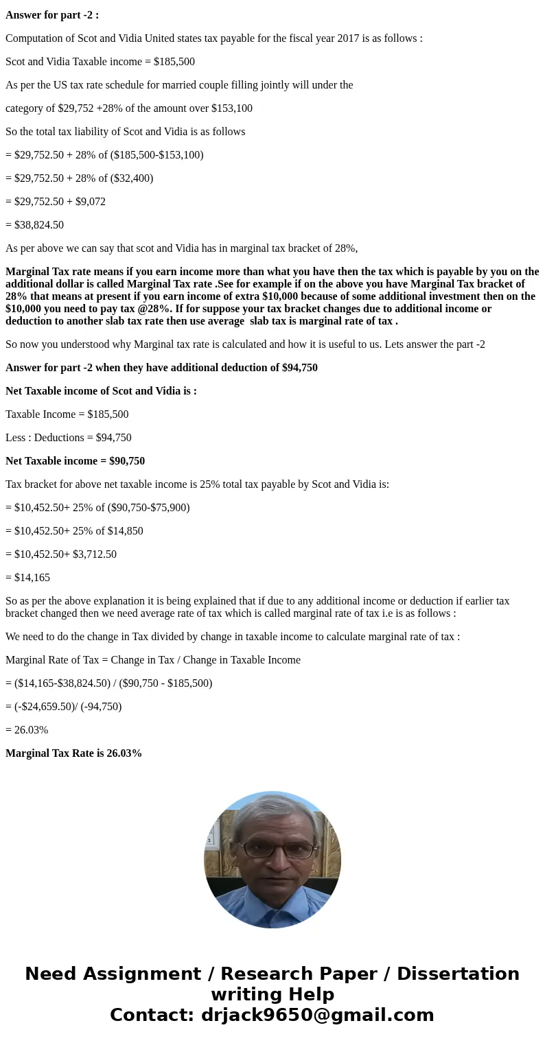 Scot and Vidia, married taxpayers, earn $185,500 in taxable income and $5,000 in interest from an investment in City of Tampa bonds. (Use the U.S. tax rate sch  Scot and Vidia, married taxpayers, earn $185,500 in taxable income and $5,000 in interest from an investment in City of Tampa bonds. (Use the U.S. tax rate sch