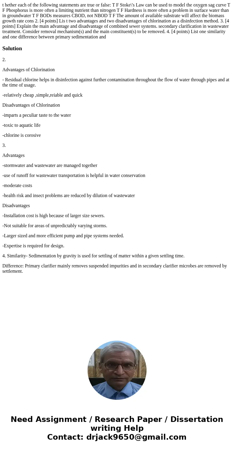 t hether each of the following statements are true or false: T F Stoke\'s Law can be used to model the oxygen sag curve T F Phosphorus is more often a limiting  t hether each of the following statements are true or false: T F Stoke\'s Law can be used to model the oxygen sag curve T F Phosphorus is more often a limiting