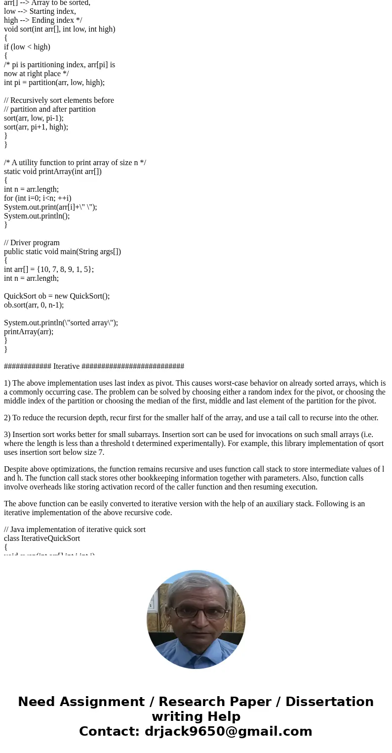 To understand the value of recursion in a programming language, write a program that implements quicksort, first using recursion and then without. Use the web t To understand the value of recursion in a programming language, write a program that implements quicksort, first using recursion and then without. Use the web t