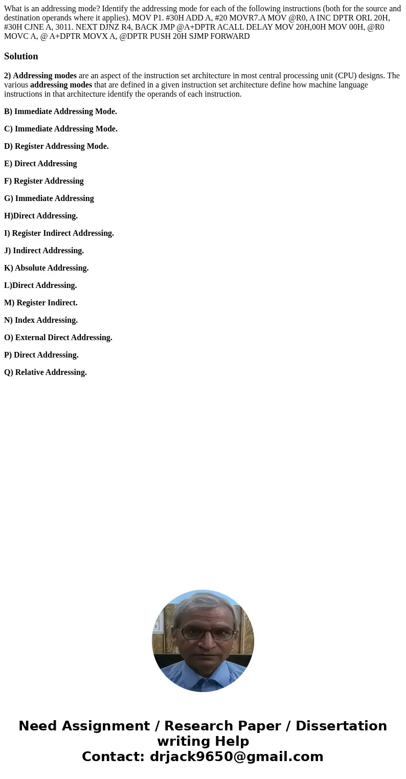 What is an addressing mode? Identify the addressing mode for each of the following instructions (both for the source and destination operands where it applies)  What is an addressing mode? Identify the addressing mode for each of the following instructions (both for the source and destination operands where it applies)