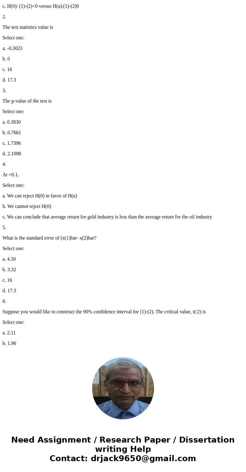 WILL GIVE THUMBS UP!!! THANK YOU :D The following 8 questions are based on this information. The table below shows the annual return data for 10 firms in the go WILL GIVE THUMBS UP!!! THANK YOU :D The following 8 questions are based on this information. The table below shows the annual return data for 10 firms in the go