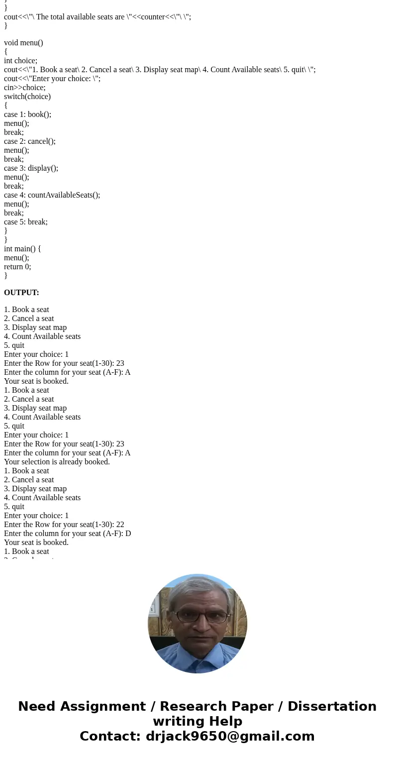 Write a c++ program that can be used to assign seats for a commercial airplane. The airplane has a user-defined number of rows and columns. Your program must cr