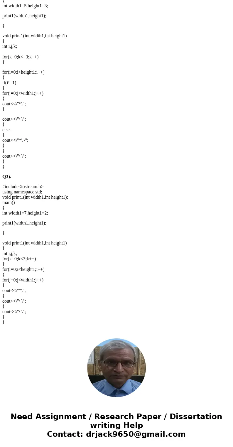  Write a function print that prints saw patterns with a width, height and number of saws. Sample Output: (for width = 5. height = 3. number of saws = 4) **** Sa
