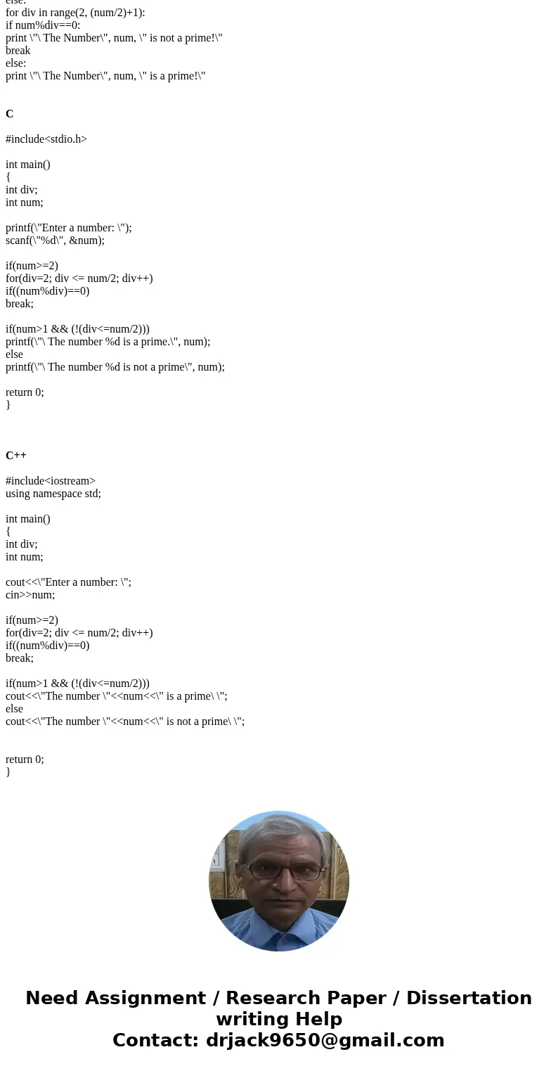 Write a Haskell function called isPrime that determines if an Integer is a prime number (evenly divisible only by itself and one).SolutionPython #!/usr/bin/pyth